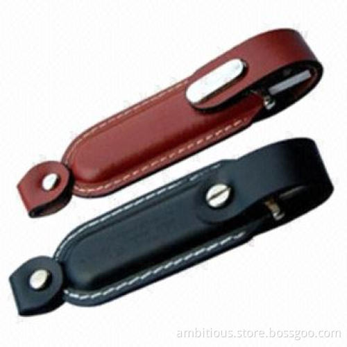Leather USB Flash Drive, Made of Metal